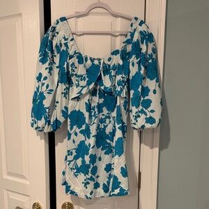 Misa Los Angeles Blue Floral Blouse